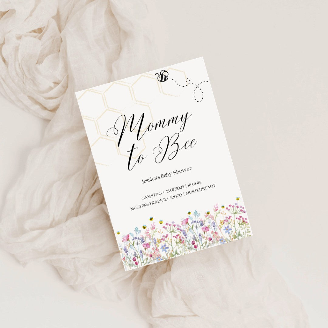 Einladungskarte Baby Shower – Mommy to Bee Design