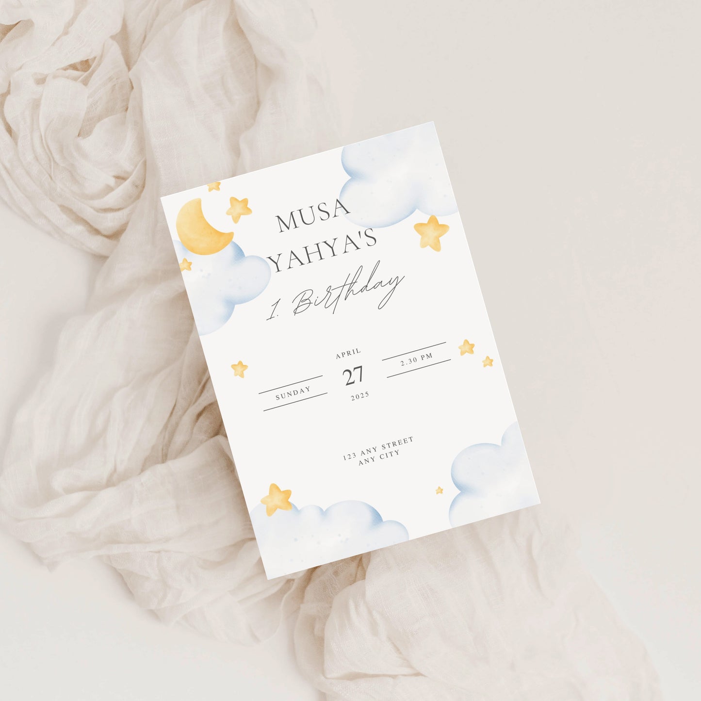 Einladungskarte Geburtstag – Twinkle Twinkle Little Star Design