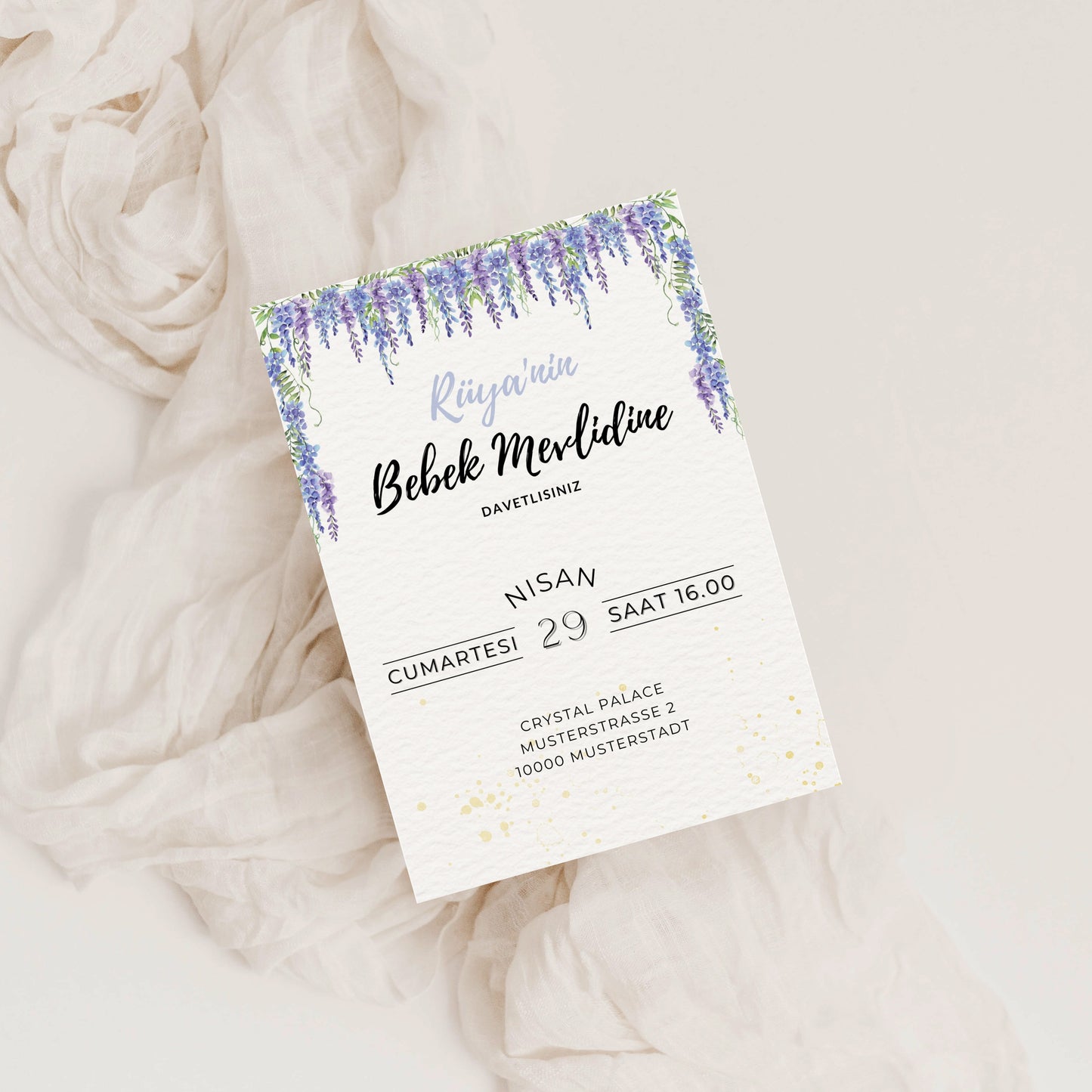 Einladungskarte Mevlid – florales Design