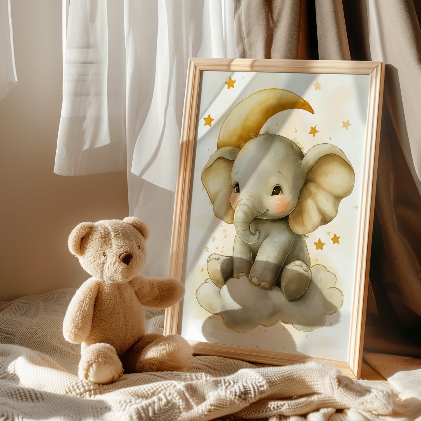 Niedliches Aquarell Elefant Poster als digitaler Download