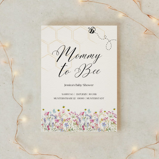 Einladungskarte Baby Shower – Mommy to Bee Design