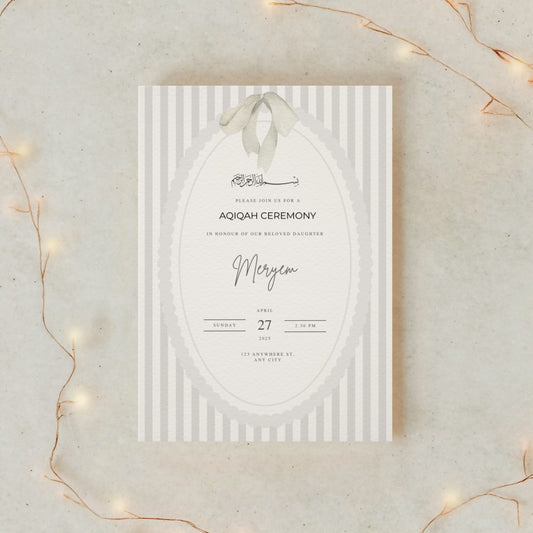 Einladungskarte Aqiqah – neutrales Design