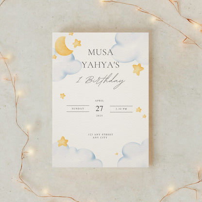 Einladungskarte Geburtstag – Twinkle Twinkle Little Star Design