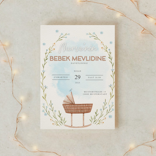Einladungskarte Mevlid – Babykrippen-Design