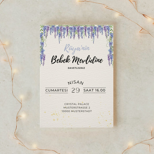 Einladungskarte Mevlid – florales Design