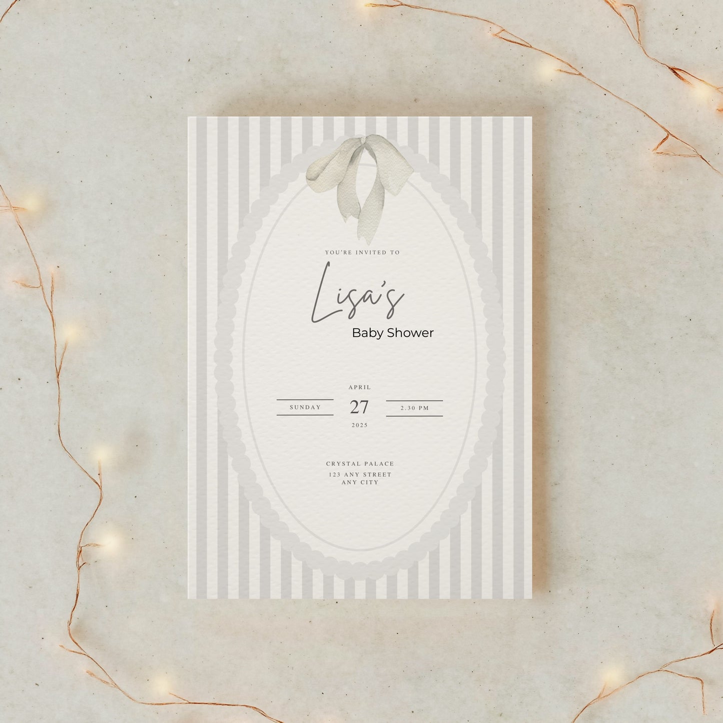 Einladungskarte Baby Shower – neutrales Design