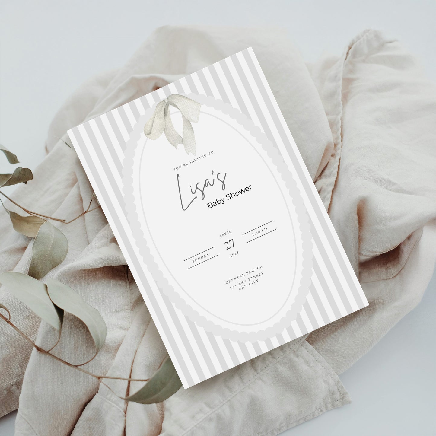 Einladungskarte Baby Shower – neutrales Design