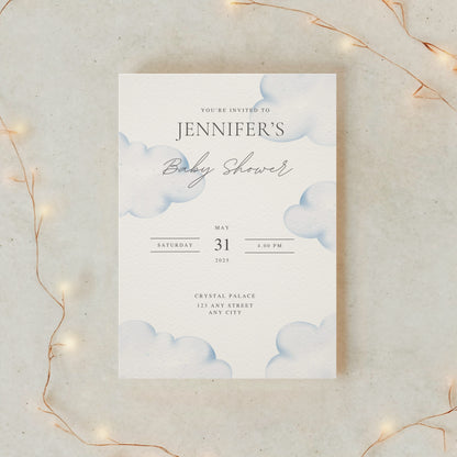 Einladungskarte Baby Shower – Cloud Theme Design