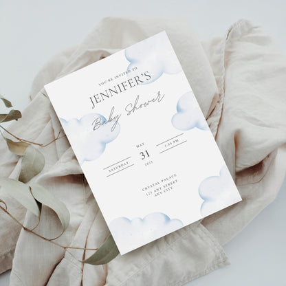 Einladungskarte Baby Shower – Cloud Theme Design