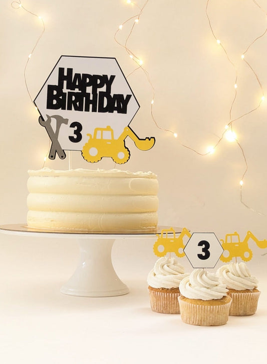 Bauarbeiter-Thema Cake Topper Set Decozee