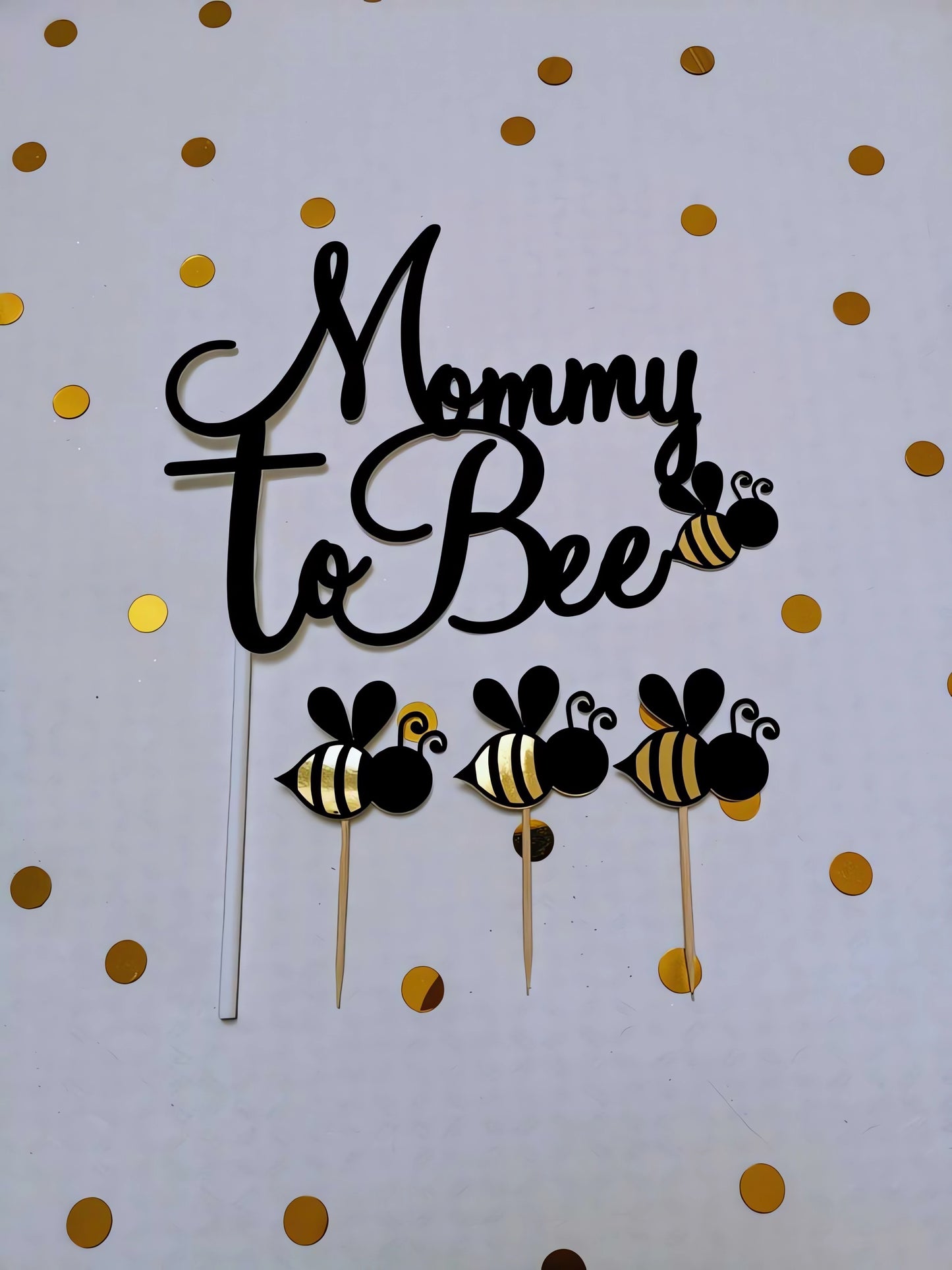 Charmantes 'Mommy to Bee' Cake Topper-Set für Babyshower – Bienen-Thema