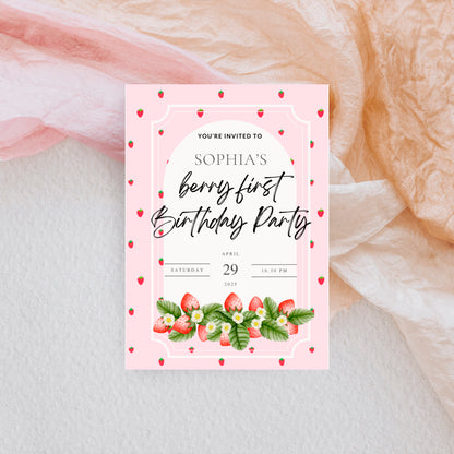 Berry First Birthday – Digitale Einladungskarte zum 1. Geburtstag 🍓