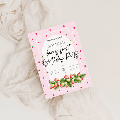 Berry First Birthday – Digitale Einladungskarte zum 1. Geburtstag 🍓
