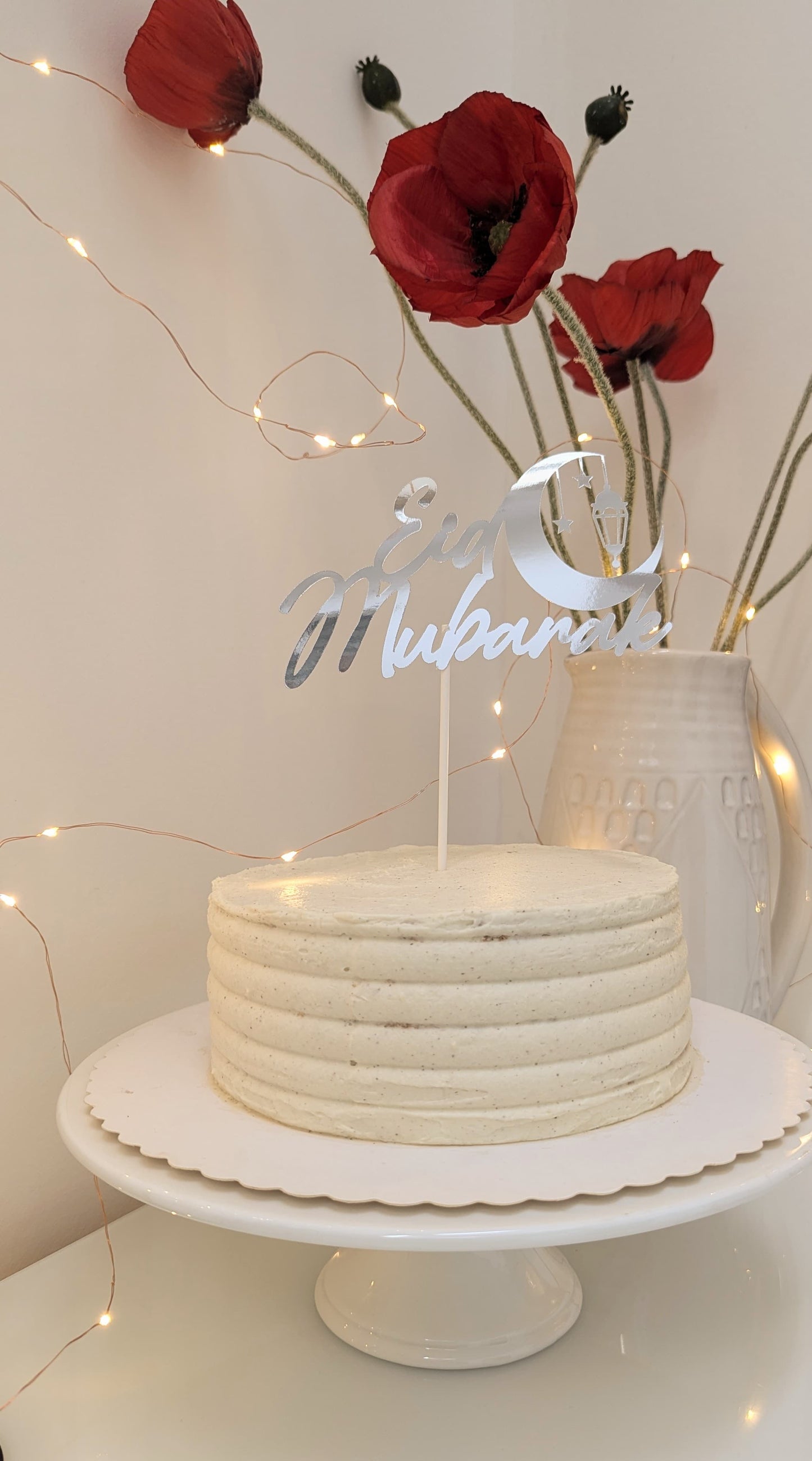 Eid Mubarak Tortendeko – Eleganter Cake Topper mit Halbmond & Laterne