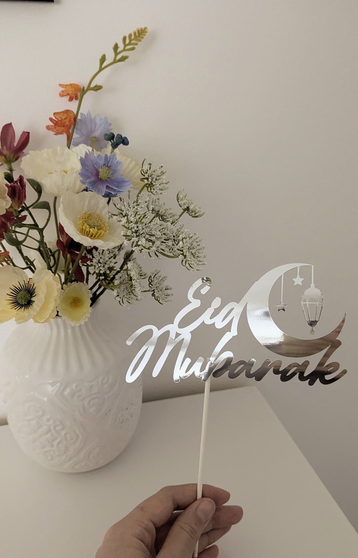 Eid Mubarak Tortendeko – Eleganter Cake Topper mit Halbmond & Laterne