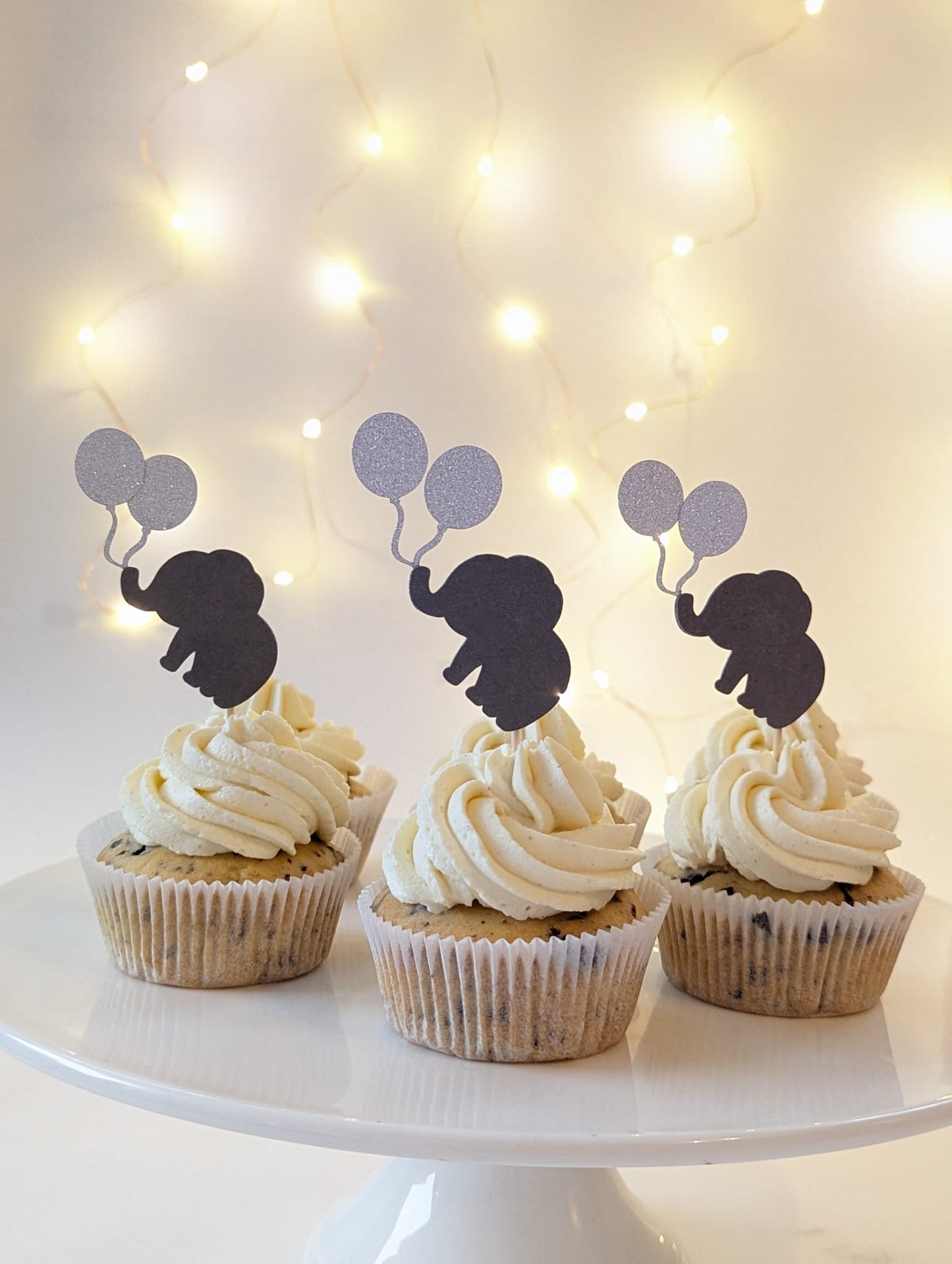 Verspieltes 'Elefant und Glitzerballons' Cake Topper-Set – Feierliche Deko für Erste Geburtstage