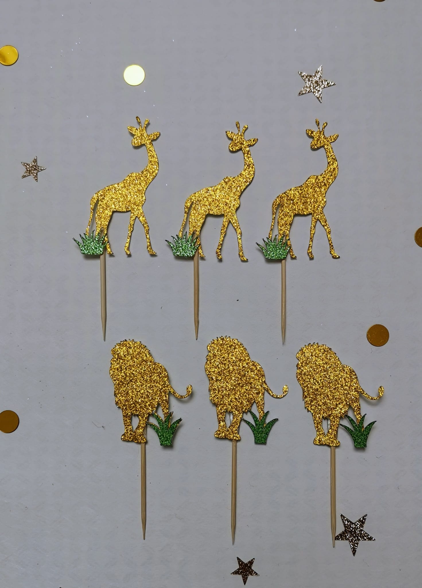 Glitzerndes Safari-Tiere Cake Topper-Set – 'Happy Birthday' in der Wildnis Decozee