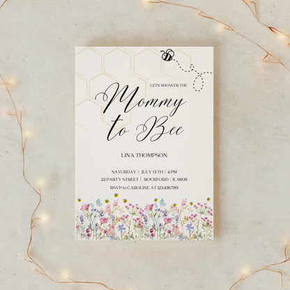 Mommy to Bee – Digitale Baby Shower Einladung im Bienen-Design