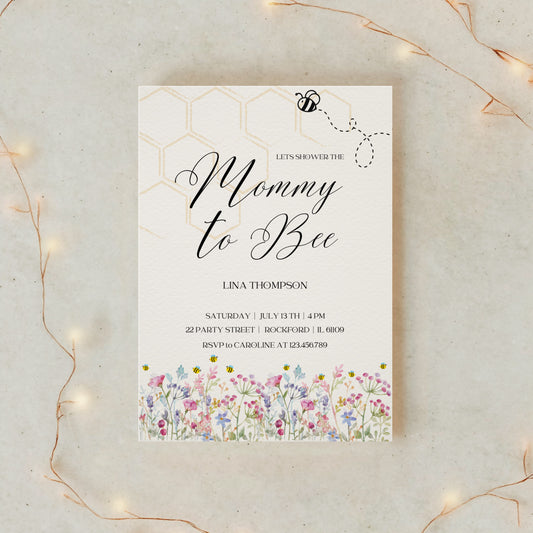Mommy to Bee – Digitale Baby Shower Einladung im Bienen-Design