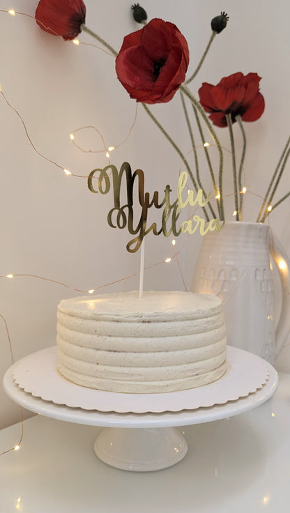 Mutlu Yıllar Tortendeko – Goldener Cake Topper für türkische Geburtstage