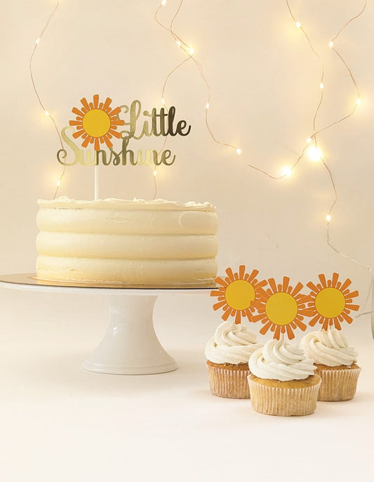 Sonniges 'Little Sunshine' Cake Topper-Set – Strahlende Geburtstags- und Neugeborenen Deko Decozee