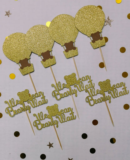 Zauberhaftes 'We Can Bearly Wait' Heißluftballon Cake Topper-Set