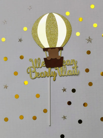 Zauberhaftes 'We Can Bearly Wait' Heißluftballon Cake Topper-Set