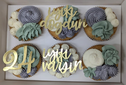 Iyiki Dogdun Cupcake Topper – Goldene Deko zum türkischen Geburtstag