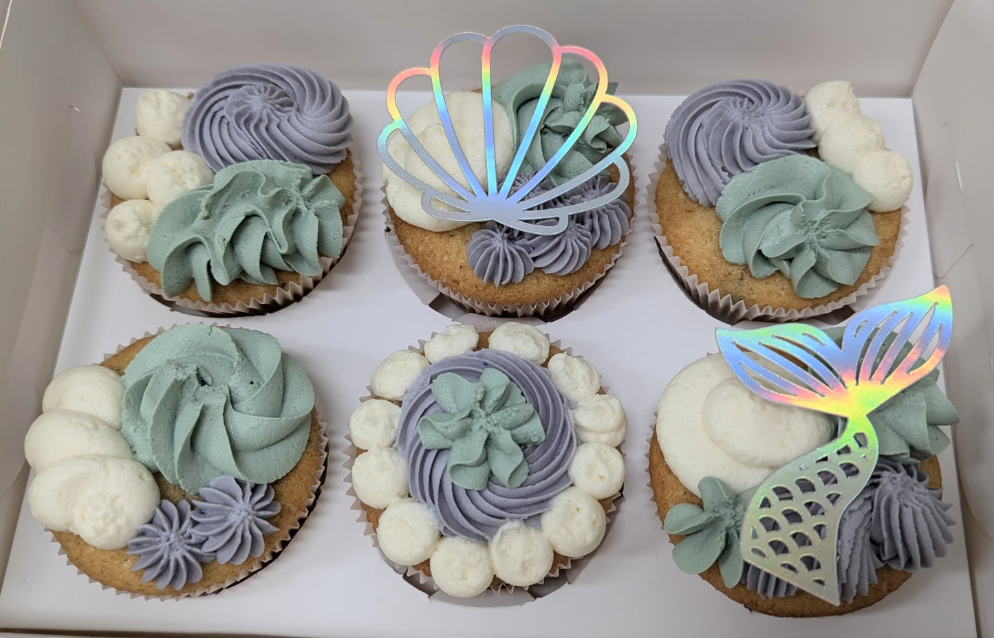 Unterwasser Cupcake-Topper – Muschel & Meerjungfrau für maritime Deko