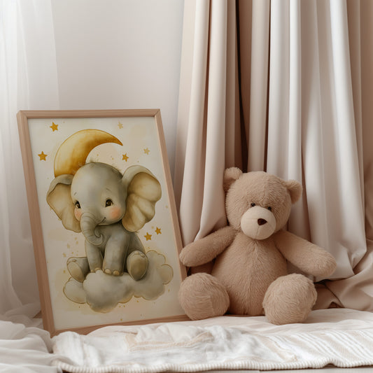 Niedliches Aquarell Elefant Poster als digitaler Download