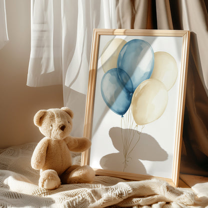 Digitales Luftballon Poster 2:3 – Aquarell Ballons in Blau & Beige